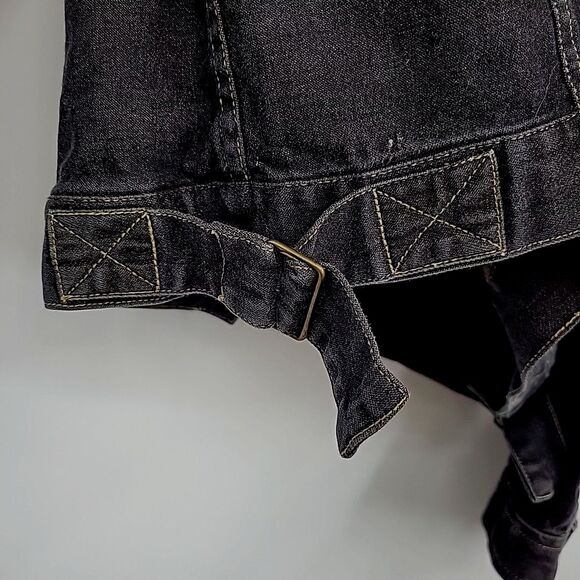 Liz Claiborne Womens Black Denim Jacket Size Petite Small Lizwear - Picture 7 of 11
